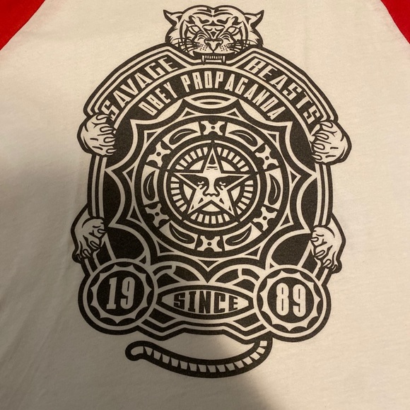 Obey Propaganda Savage Beasts Baseball Tee - Picture 1 of 4